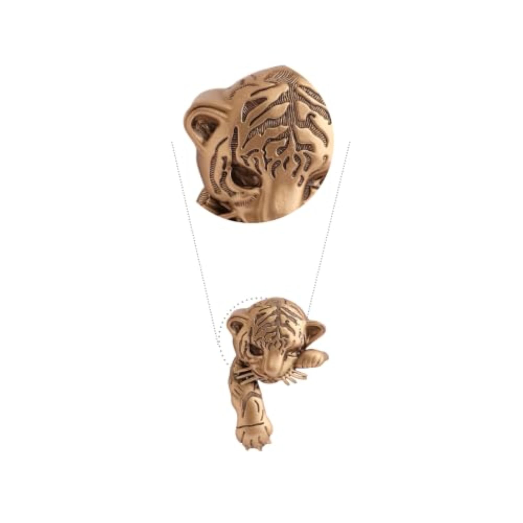 Men's Antique Gold Baby Tiger Brass Brooch, Elegant Accessory