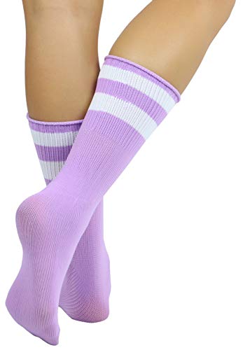 Image of ToBeInStyle Women's Acrylic Ankle Hi With Double Stripe Top Crew Fun Athletic Socks