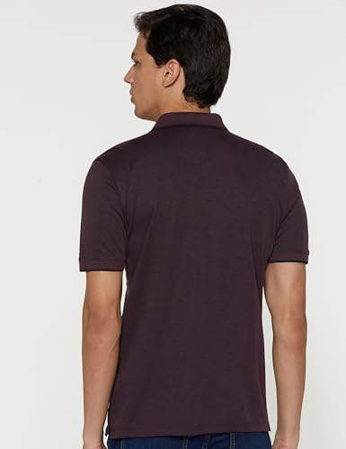 Peter England Men's Premium Regular Fit Half Sleeve Polo T-Shirt with Pocket | Cotton Rich | Birds Eye Interlock Weave