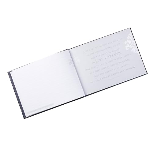 Image of Christian Art Gifts in Loving Memory Guest Book - Grey Padded Faux Leather w /Debossed Cover Design - Condolence Book, Funeral Guest Book, Memorial Sign-in Book for Funerals & Memorial Services