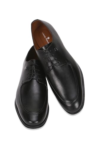 Image of Louis Philippe Men Premium Leather Breathable Lining Material Anti Slip with Heel TPR Sole Formal Derby Shoes