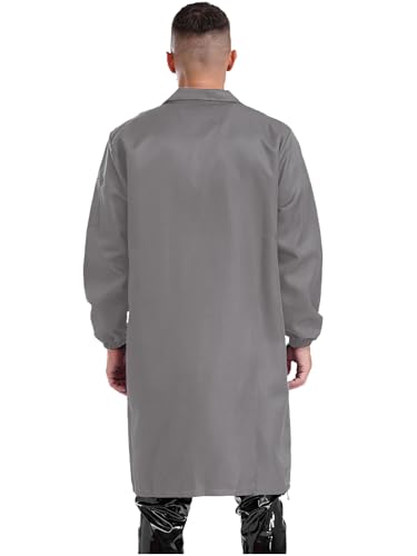 Image of Mens Lab Coats Unisex Workwear Uniform Work Resistant V Neck Long Sleeve Science Lab Coat Jacket