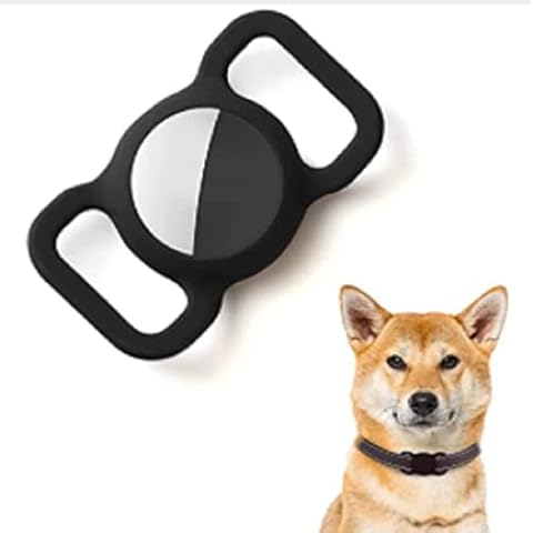 Pet Silicone Protective Case for Apple Airtag GPS Finder Dog Cat Collar Loop, Pet Loop Holder for Airtag, for Apple Locator Tracker Anti-lost Device (Black) Cover