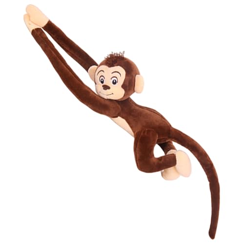 Jorzer Macacão de peluche de 27, 6 polegadas, macacão castanho realista, animal de peluche com expressão bonita, cauda comprida e braço comprido, brinquedo interativo para casa, escritório, jardim de