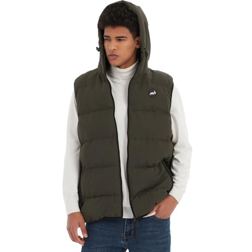 Image of MADHERO Men's Puffer Vest with Hood Water-Resistant Puffy Vests Outerwear Sleeveless Jacket