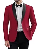 COOFANDY Men's Western Casual Lightweight Dinner Jackets Fashion Suit Jacket Christmas Blazer, Dark Red, 3X-Large