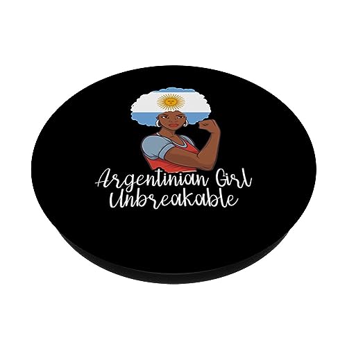Argentinian Girl Unbreakable Argentina Roots Heritage PopSockets Swappable PopGrip, Black - Image 2
