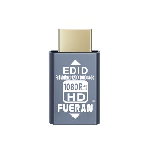 FUERAN Adapter emulatora HDMI EDID, 1920 x 1080 @ 60 Hz Passthrough, Plug & Play, kompatybilny z Mac, Thunderbolt to HDMI, przełącznikami, odbiornikami AV, przedłużaczami (1920 x 1080 @60 Hz (RGB