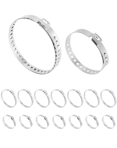 QWORK® 16PCS Collier Soufflet Cardan Universel - Acier Inoxydable - 25mm-46mm et 75mm-125mm