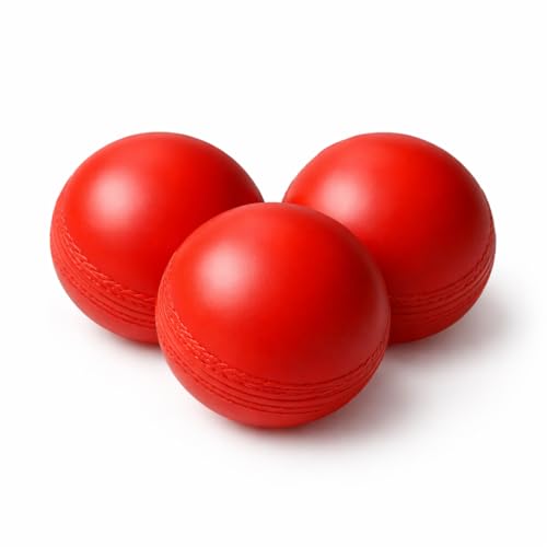 Image of Kizlo 80GM Heavy Plastic Cricket Training Ball - Hard Plastic Unbreakable Ball for Bowling, Batting & Bounce Drills (Red, Set of 3)