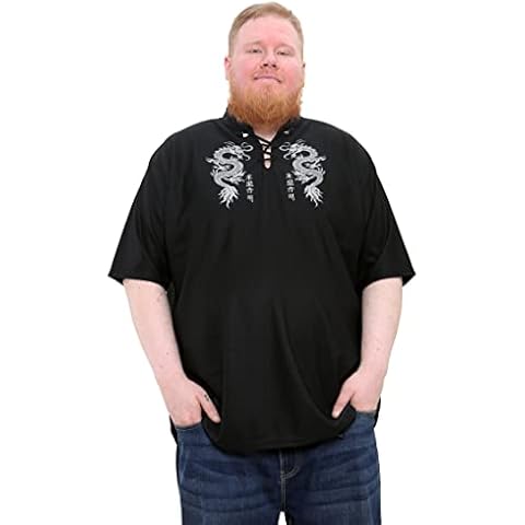 Brooklyn Imports LTD Mens Big Size T-Shirt Chinese Dragon Print with Revere Collar in Black & White (6XL, Dragon Black) Cover