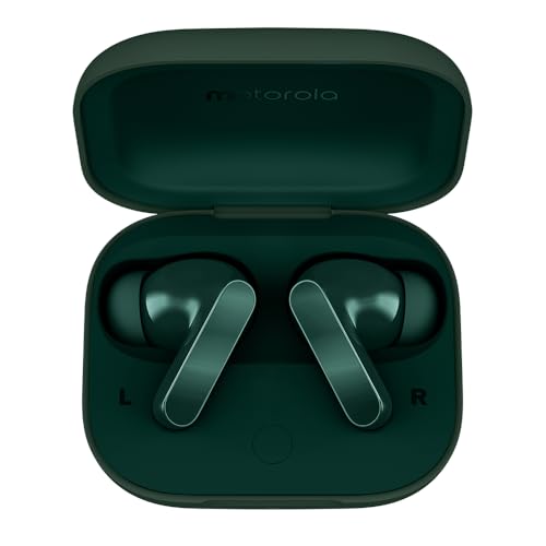 Image of Motorola Moto Buds Bass XT2443-1 Dynamic ANC, Triple Microphone Array, Bluetooth 5.3, IP54 Water & Dust Resistant, Dolby Atmos Audio - (Posy Green)