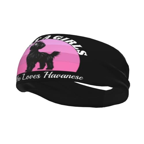 Just A Girls Who Loves Havanese Dog Adjustable Sports Headband Moisture Wicking Sweatband for Running Workout