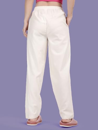 Image of KRYPTIC Women's 100% Pure Cotton Woven Pyjama | Mid Rise Relaxed Fit Full Length Nightwear Pant with Elasticated Drawstring Waistband & Side Pocket | Comfortable Lounge, Sleepwear & Casual Bottom Wear