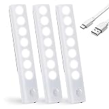 JXJMEI Motion Sensor Under Cabinet Lights, USB-C Rechargeable LED Closet Lighting, Ultra Thin Magnet
