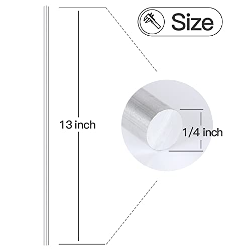 Douyudao LVBANG-20220818-1 10 Pieces 1/4 Inch Aluminum 6061 Round Rod Solid Extruded Rod 13 Inch Long（+0/-.05"）& 0.25 Inch Diameter  thumb #3