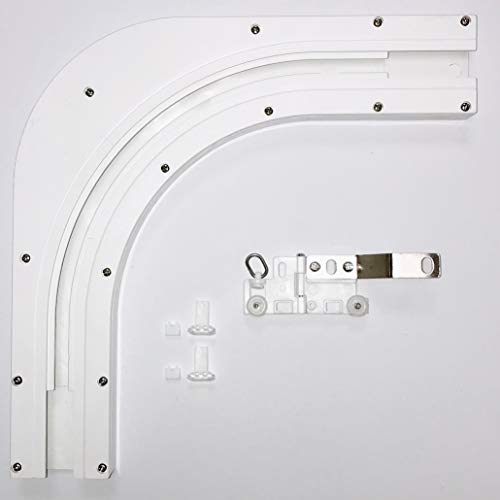 ABALON Ángulo de Riel de Cortina para Mirador o Cerramiento, 90º o 135º, Blanco, con Corredera Articulada, Riel Curvo (90º)
