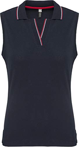 Kariban Polo sans Manches Femme - Navy/Red/White, L, Femme