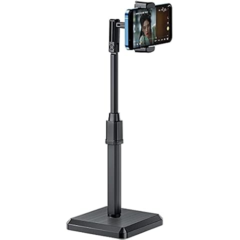 KANGKAI Cellphone Stand Mount for Live Broadcast Desk Table Bracket Cell Phone Holder Desktop Mobile Phone Holder Stand 360 Rotate for Live Streaming Shoot Video Black Cover