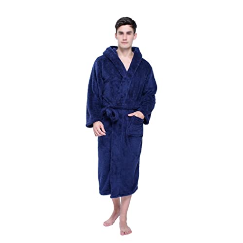Hooded bathrobe men's robe winter warm long-sleeved plush men's dressing gown robe