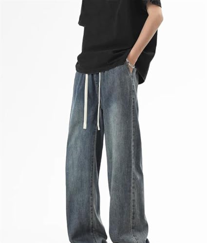 Men Summer Thin Jeans Lightweight Cotton Denim Pants Korean Wide Leg Casual Loose Straight Trousers2