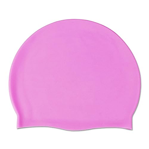 Legou Solid Color Adult Swim Cap Silicone Waterproof Couple Swim Cap Pink One Size