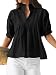 Cicy Bell Womens Puff Sleeve V Neck Blouse Babydoll Peplum Tops Dressy Casual Pleated Loose Fit Shirts Black