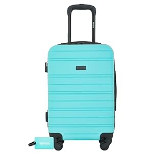 kensie Peonies Hardside Carry-On Luggage with ID Tag, Pool Blue, 22-Inch