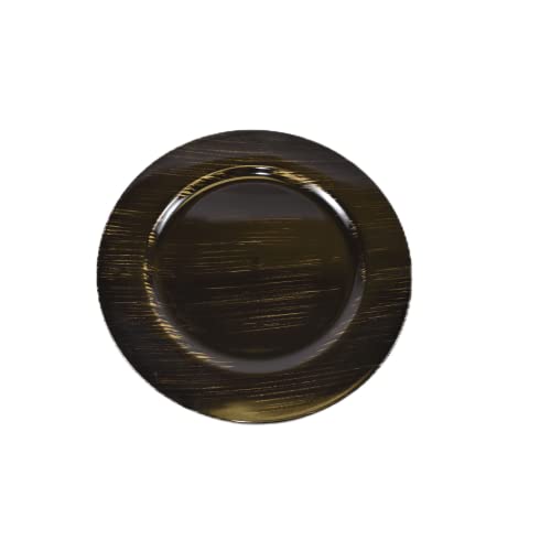 Pomp Vogue 13” Inch Diameter Dark Brown & Gold Charger Plates (6 Pack) | Decorative Chargers That Will Capture Your Imagination | Easy Care + Premium Plastic #TOP23