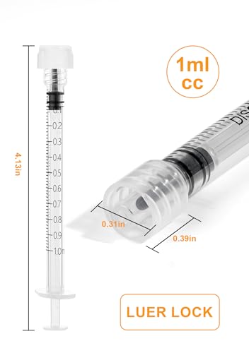 1ml luer lock syringes without needle - syringe with cap sterile individually sealed professional industrial amp personal home care 50 pack