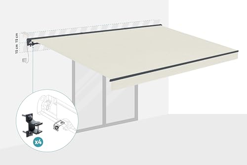 Cazeboo Store banne motorisé Semi-Coffre Beige FAZZIO 5x3m avec Fixations Plafond – vue 5