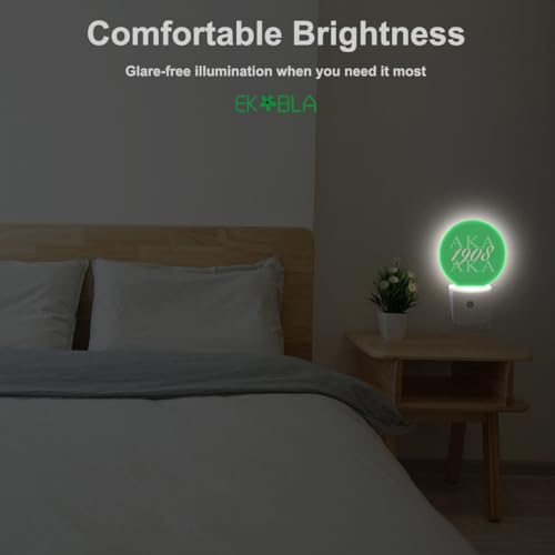 Image of EKOBLA AKA 1908 Night Light, Also Known As Abbreviation Hip Hop Style Pink Green White Night Lights Plug Into Wall with Dusk to Dawn Auto Sensor for Bathroom, Hallway, Kitchen