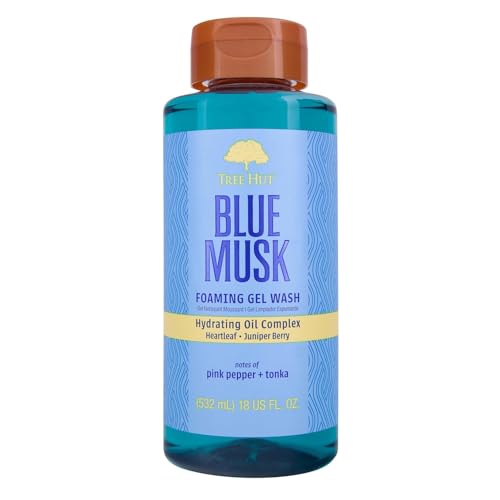 Image of Tree Hut Blue Musk Body Wash, Hydrating & Moisturizing Shower Gel with Shea Butter & Essential Oils, Soft Smooth Glowing Skin, Gentle Cleanser For All Skin Types, Self Care Gifts for Women, 18 Fl Oz