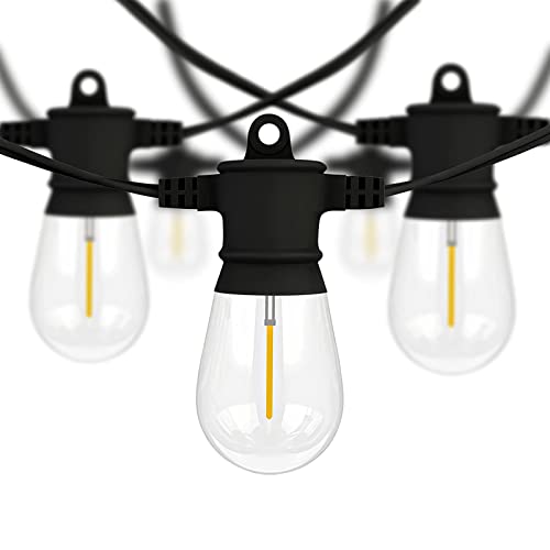 Banord 51FT Outdoor String Lights, Waterproof Patio Lights with 18 Shatterproof LED Bulb Hanging Light String, Black String Light Outdoor for Backyard, Garden, Porch, Cafe, Deck, Wedding, Party