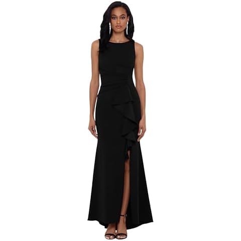 Betsy & Adam Black Slitted Evening Dress Cover