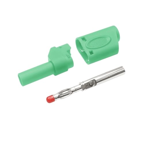 32A Shrouded 4mm Stackable Banana Plug Fully Insulated Safety Nickel-plated Copper Connector(Green1PCS)