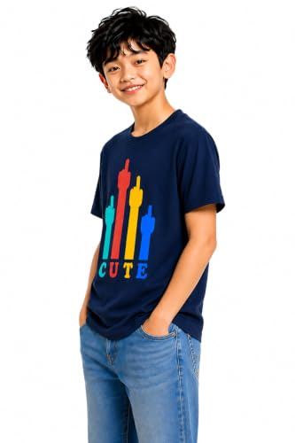 Image of Double F Boys Half Sleeve Cotton Regular Fit Printed Round Neck T-Shirt for Ages 6 Months to 16 Years