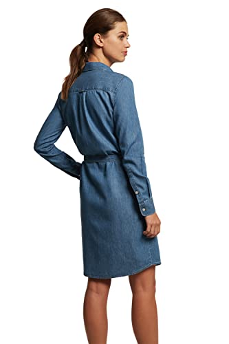 POLO CLUB Abito camicia in denim con cintura da