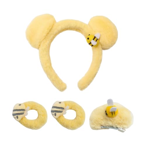 1 Diadema, 1 Horquilla Y 2 Anillos Para El Cabello, Accesorios De Temas De Abejas, Lindos Accesorios Para El Cabello De Felpa, Accesorios De Ropa.