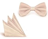 StickandShine Fliege + Einstecktuch Creme Größe verstellbar aus Polyester einfarbig uni 12 cm