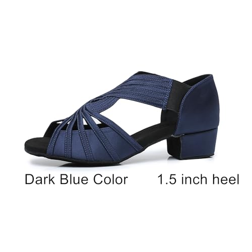 Image of Low Heel Women Ballroom Dance Shoes Salsa Batchata Social Beginner Practice Wedding Dancing 1.5in Heels YT04