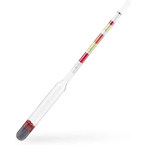 Akozon Hydromètre à 3 échelles pour la Mesure de l'alcool et du Brix - 3 en 1 Densimètre pour le Vin et la Bière à la Maison - Construction en Verre (Couleur assortie)