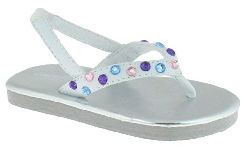 Capelli New York Toddler Girls Faux Leather Flip Flops with Gems