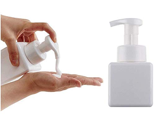 1PC 250ml /8.4oz Square Empty Plastic Foaming Soap Dispenser Spray Pump Bottle Jars Pot Container For Cream Lotion Bath Shower Shampoo Liquid Soap Toiletries Cosmetic(White)