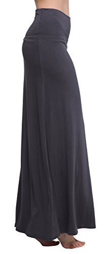 Image of Urban CoCo Women's Stylish Spandex Comfy Fold-Over Flare Long Maxi Skirt