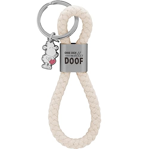 Sheepworld Schlüsselanhänger Loop Motiv Ohne dich ist alles doof | Anhänger bestehend aus einer geflochtenen Schlaufe, mit Motivdruck Ohne dich ist alles doof, mit Schaf-Charm | 48360 Sheepworld Schlüsselanhänger Loop Motiv Ohne dich ist alles doof | Anhänger bestehend aus einer geflochtenen Schlaufe, mit Motivdruck Ohne dich ist alles doof, mit Schaf-Charm | 48360