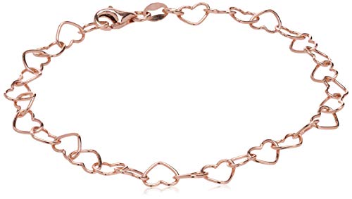 Amazon Essentials Rose 14K Gold Plated Sterling Silver 5.3mm Heart-Link Bracelet 7
