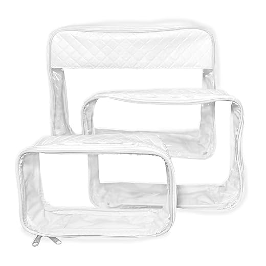 Kit Organizador Necessaire Transparente com Ziper Bordada Porta Objetos Bolsa Mala Viagem Branco