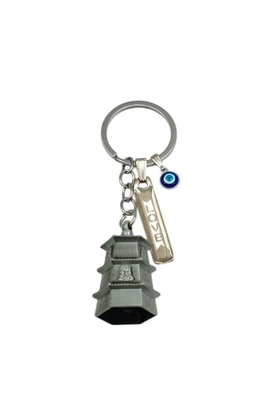 Image of Classic Antique Tibetan Temple Bell Shaped Keyring for Gift Gaurdian bell for Car Bike Bags Metal Key ring Key Chain Bag Charm Gift
