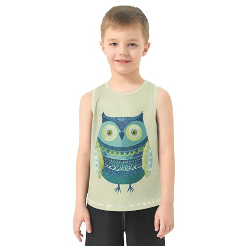 Animal Owl Green Boys Tank Tops Toddler Sleeveless Tank Top Undershirts for Summer,3T2